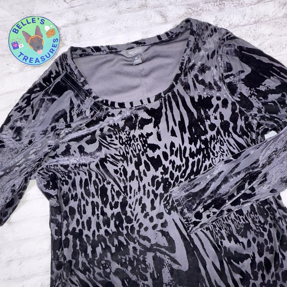 Simply Vera Vera Wang Womens Whimsigoth Velvet Burnout Top Medium Fairy Grunge